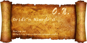 Orián Nimród névjegykártya